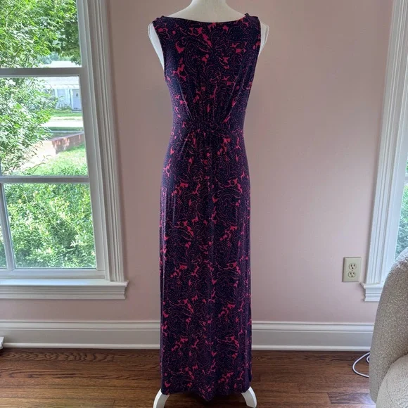 Boden Red Sleeveless Empire Waist Lotus Paisley Maxi Dress Size 10P - Picture 8 of 8